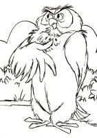 A coloring page of winnie the pooh - owl